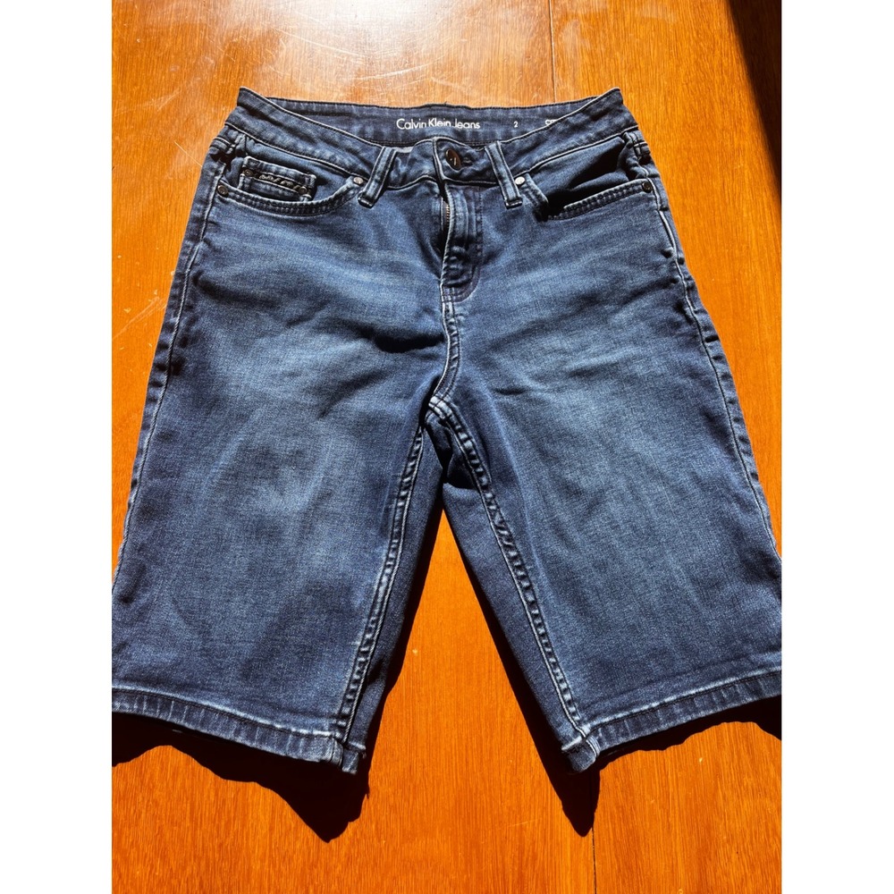 Calvin Klein Jeans Womens City Short Dark Wash Denim Bermuda Shorts Size 2